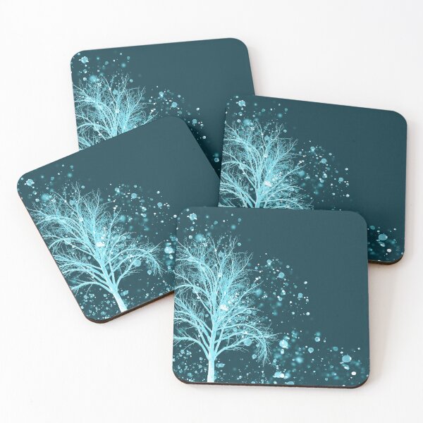 Item preview, Frosted Teal Tree in Snow Winterscape designed and sold by rkmountains.