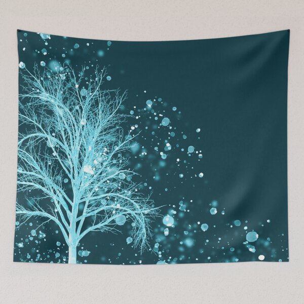 Item preview, Frosted Teal Tree in Snow Winterscape designed and sold by rkmountains.