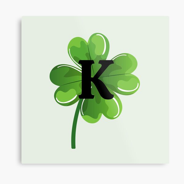 Initial K on a shamrock Metal Print