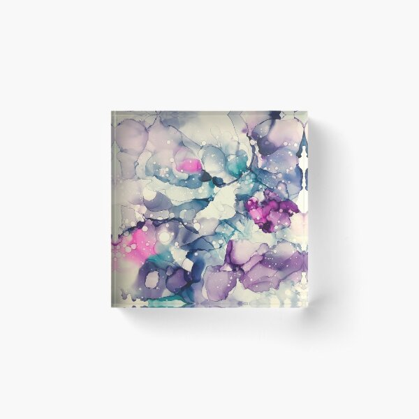 Aperçu de l'œuvre Alcohol Ink Art Violet, sarcelle, rose et noir créée et vendue par Lavenna.