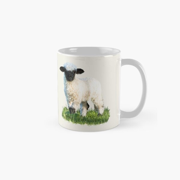 Vista previa del artículo con la obra «Cordero Blacknose del Valais en una pradera», diseñado y vendido por Jane Stanley.