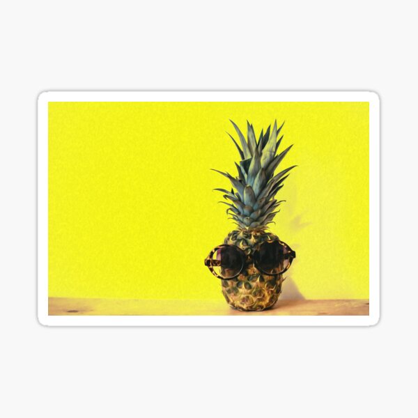 Pineapple Sunglasses Yellow Background Minimal Table Sticker