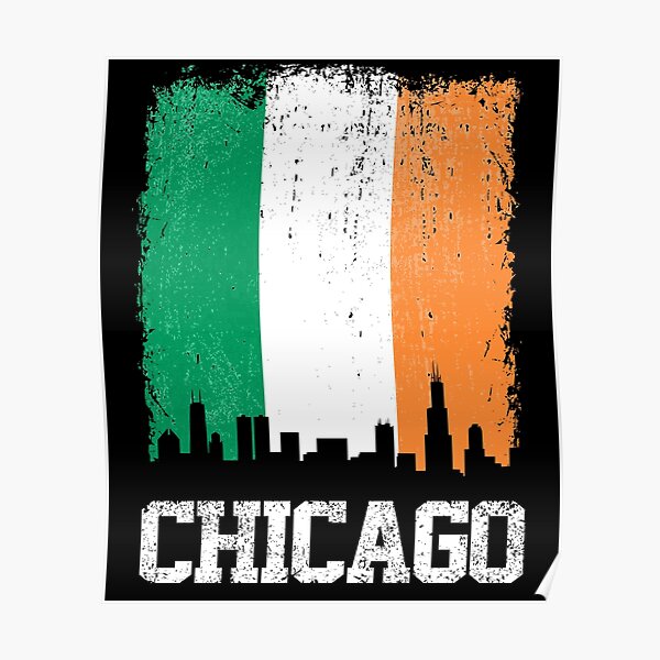&ldquo;Vintage Chicago Irish Flag Skyline Pride&rdquo; Poster for Sale by pixeljamz