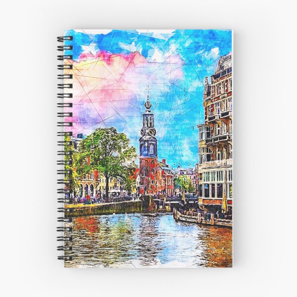 Artikelvorschau, Fluss Amstel und der Munttoren-Turm. Amsterdam. Niederlande. entworfen und verkauft von Newlander90.