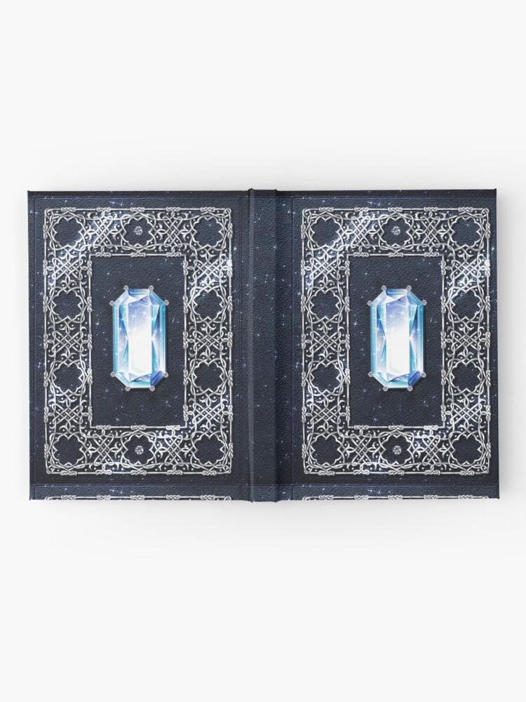 Old Magical Fantasy Cover Spell Book Blue Silver Gem Hardcover