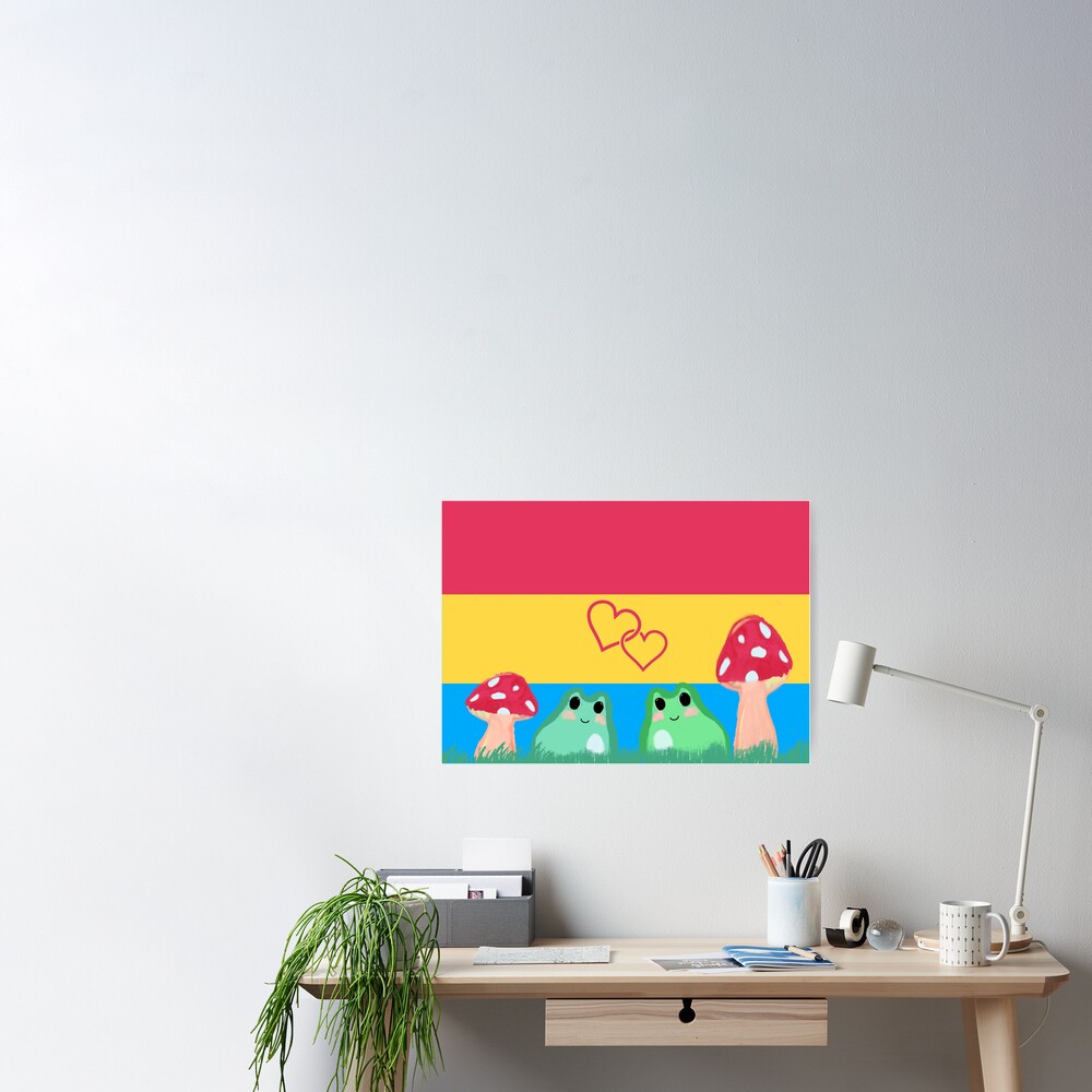 "pan pride flag frog flag with frogs and mushrooms" Poster for Sale by