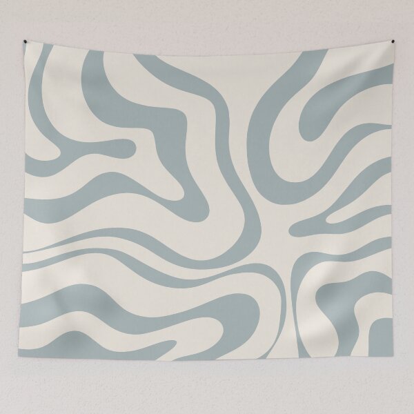 Item preview, Modern Retro Liquid Swirl Abstract Pattern in Light Blue-Grey and Cream designed and sold by kierkegaard.