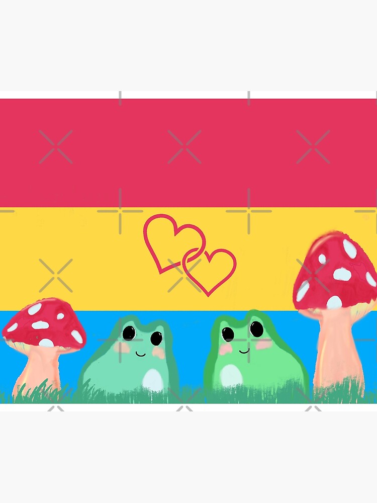 "pan pride flag frog flag with frogs and mushrooms" Tapestry for Sale