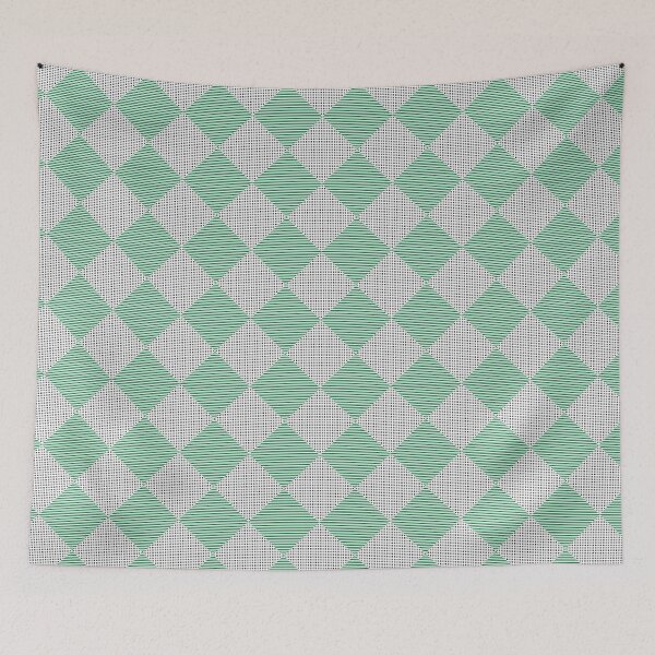 Item preview, Green and white chessboard rhombs pattern designed and sold by DesignsVault.