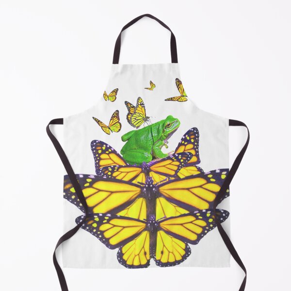 Item preview, GREEN FROG ON YELLOW MONARCHS PATTERN ABSTRACT ART designed and sold by sharlesart.
