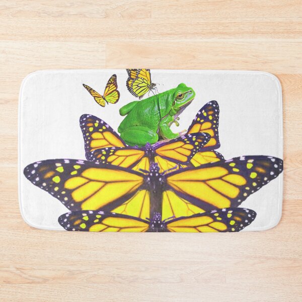 Item preview, GREEN FROG ON YELLOW MONARCHS PATTERN ABSTRACT ART designed and sold by sharlesart.