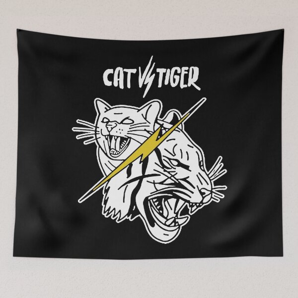 Item preview, cat vs tiger black and white art designed and sold by allengary.