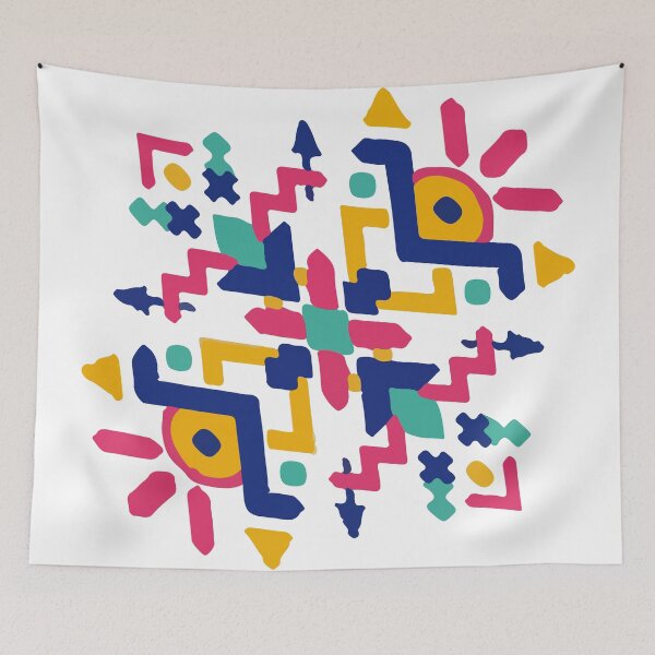 Item preview, Tribal Aztec modern motif memphis bold color blocking pattern abstract interior design designed and sold by T-Mex.