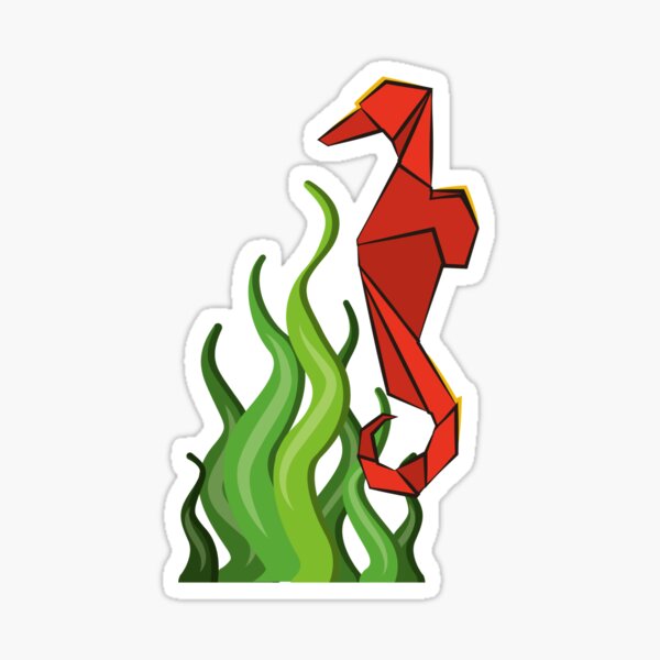 Little Seahorse Under the Sea, Origami Seahorse Sticker