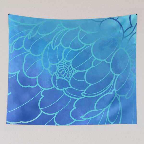 Item preview,  blue peony flower  japanese style designed and sold by weilertsen.
