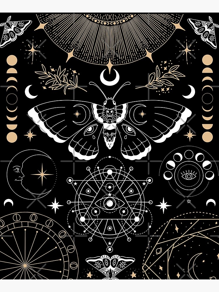 Luna Moth Moon Phases Witchy Dark Academia Aesthetic - Butterflies Moon Phases - Witchy Goth Vibes - Wicca Constellation by codeclothes