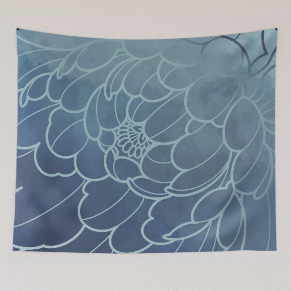 Item preview, dark blue peony flower  japanese style designed and sold by weilertsen.