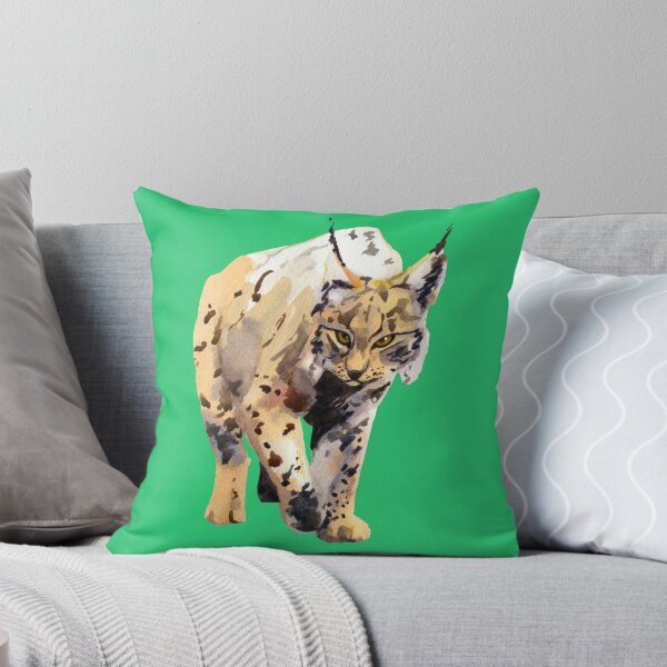 Aperçu de l'œuvre Art animalier Lynx - gros chat en pointillé jaune et noir - artiste animalier aquarelle créée et vendue par Blue-element.