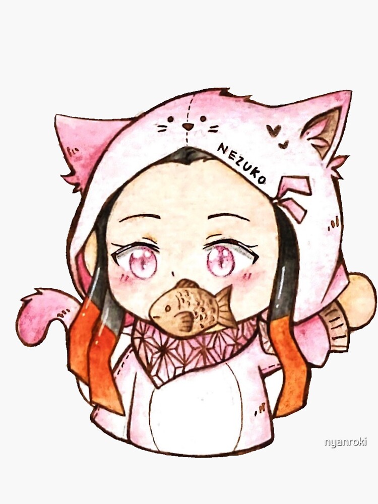 "Demon Slayer Chibi Onesie Set (Nezuko)" Sticker by nyanroki | Redbubble