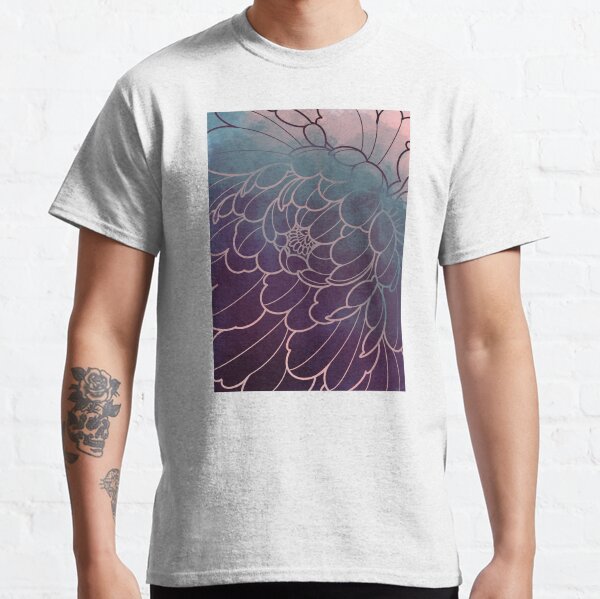 dark peony flower japanese style, uneven pattern Classic T-Shirt