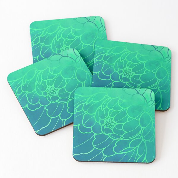 Item preview, green peony  japanese style, uneven pattern designed and sold by weilertsen.