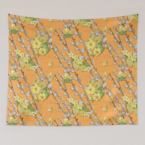 Item preview, Pussy Willows and Marsh Marigold diagonal - Marigold Background designed and sold by Eejee-SK.
