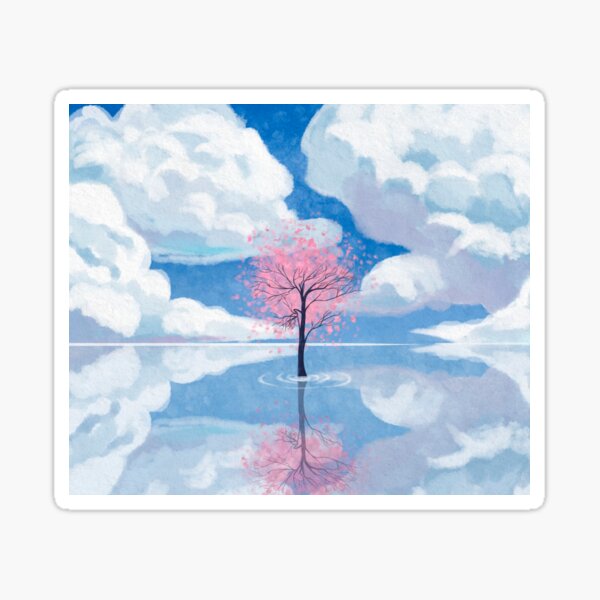 Vista previa del artículo con la obra «cielo azul nubes blancas paisaje», diseñado y vendido por GlowInk8.