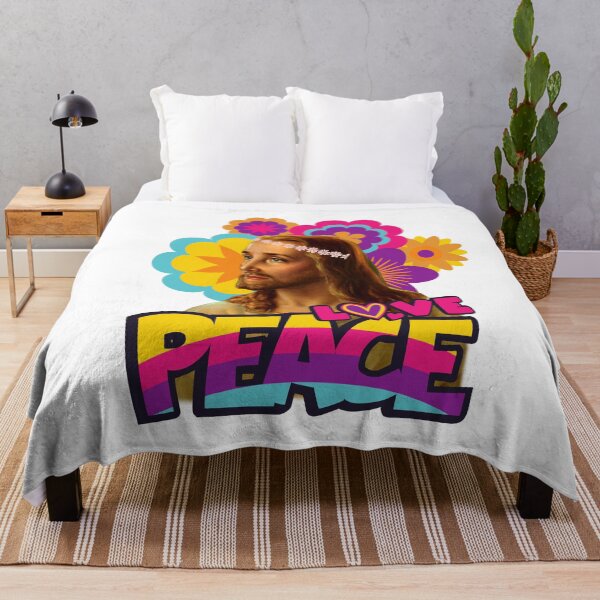 Item preview, Jesus Love and Peace Hippy Flower Vintage Retro Design designed and sold by Beluved.