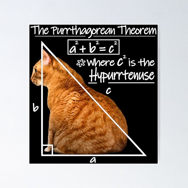 Item preview, Purrthagorean Theorem of the Hypurrtenuse (for darker backgrounds) designed and sold by RawSunArt.
