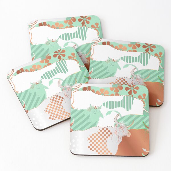 Item preview, 70's pattern Cow Stampede in Green and copper designed and sold by Eejee-SK.