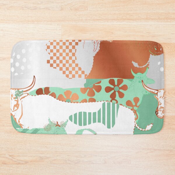 Item preview, 70's pattern Cow Stampede in Green and copper designed and sold by Eejee-SK.