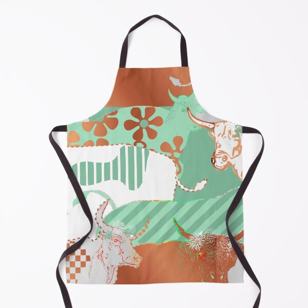 Item preview, 70's pattern Cow Stampede in Green and copper designed and sold by Eejee-SK.