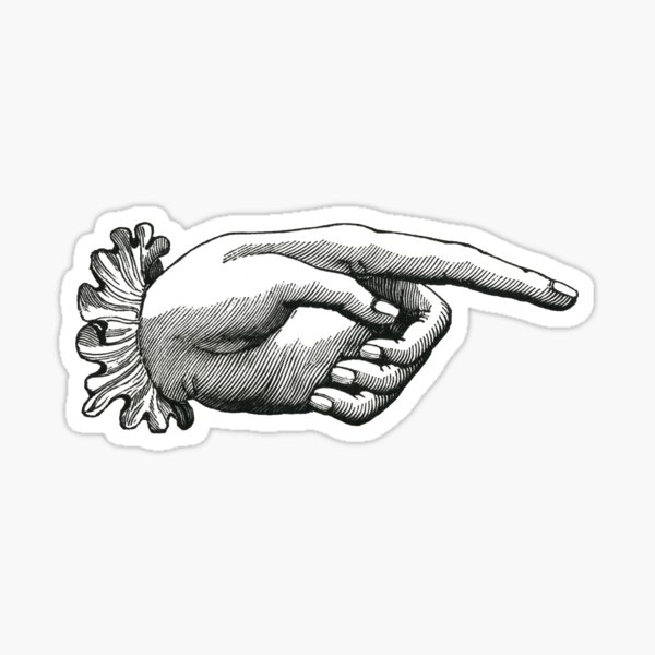 Item preview, Old Victorian vintage pointing hand sign sticker designed and sold by Party Peeps.