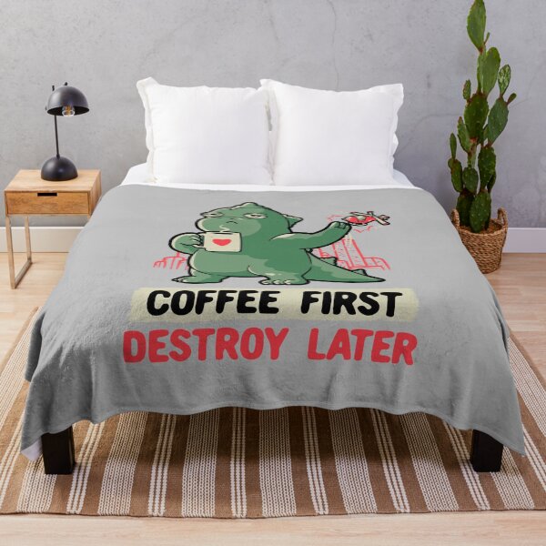 Item preview, Coffee First Destroy Later Cute Funny Monster Gift designed and sold by EduEly.