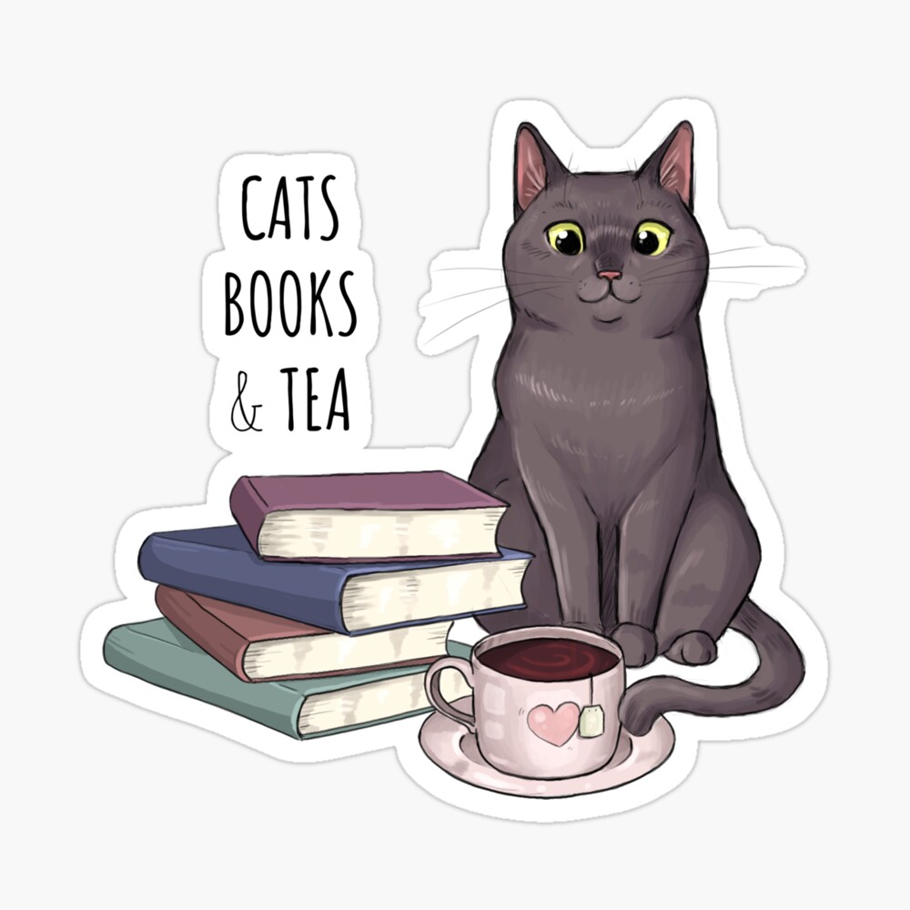 Cat, books and tea Poster for Sale by Thisgingerloves