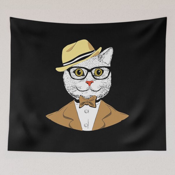 Item preview, Smart Cat Wearing Glasses Bow Tie designed and sold by Dressed For  Duty.