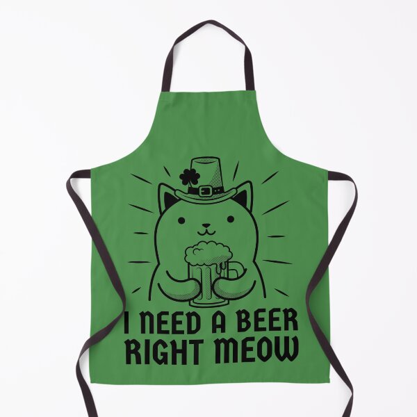 Aperçu de l'œuvre J'ai besoin d'une bière Right Meow - Chat drôle de la Saint-Patrick créée et vendue par alancrapopod.