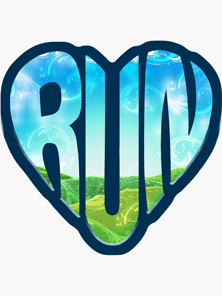 "Run Beautiful Typography Running Heart" Sticker by BootsBoots