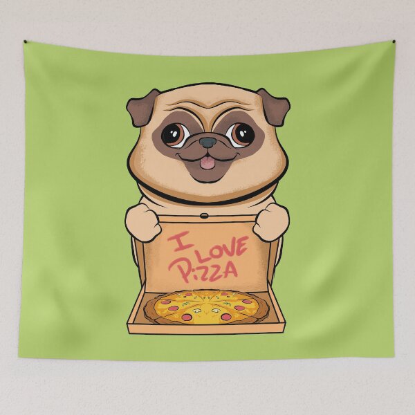 Item preview, pug pizza funny doggys cute pugs fun pizza love designed and sold by V A R G A S S T Y L E.