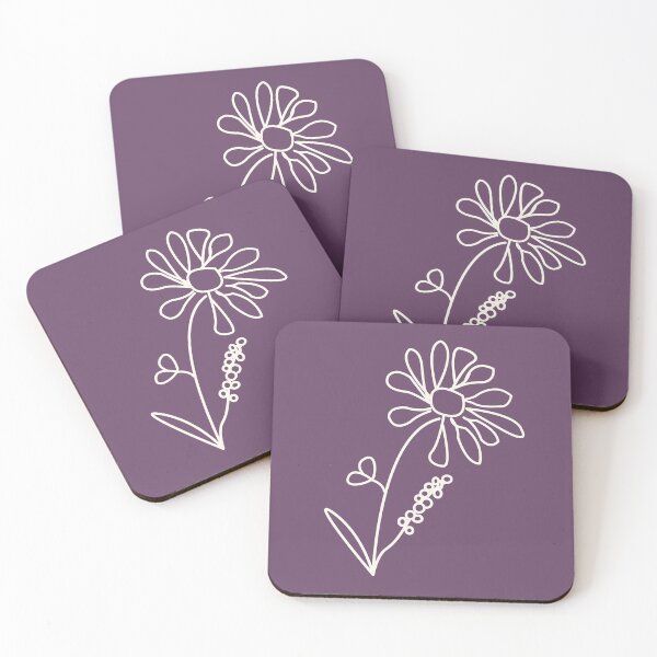 Item preview, Artsy abstract linear daisy flower sketch - Aubergine purple - Caroline Laursen Original designed and sold by Caroline Laursen.