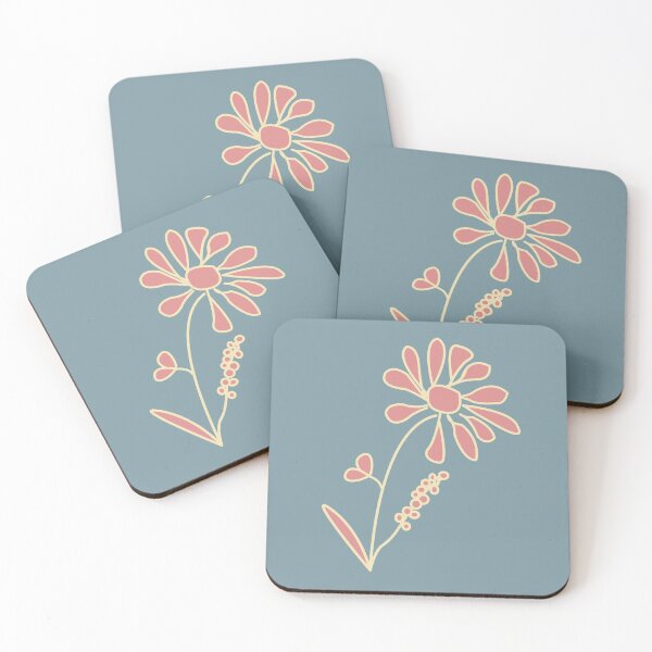 Item preview, Artsy abstract linear daisy flower sketch - Pastel pink, blue, yellow - Caroline Laursen Original designed and sold by Caroline Laursen.