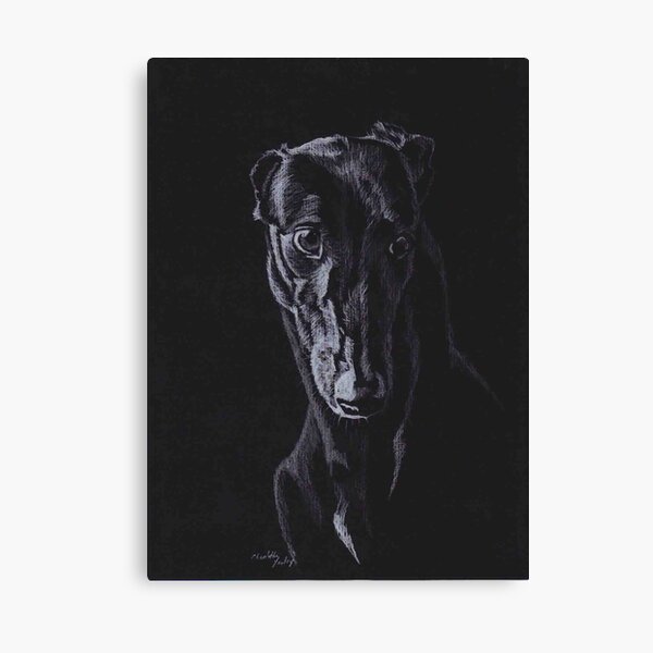 Black Greyhound Silhouette Colored pencil Drawing Canvas Print