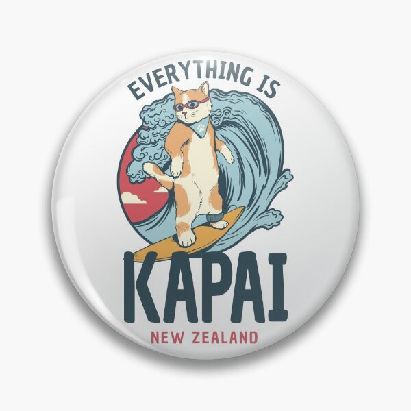 Item preview, Everything is Kapai New Zealand Surf Cat Kiwiana Expat Gift designed and sold by TangoCharlieNZ.