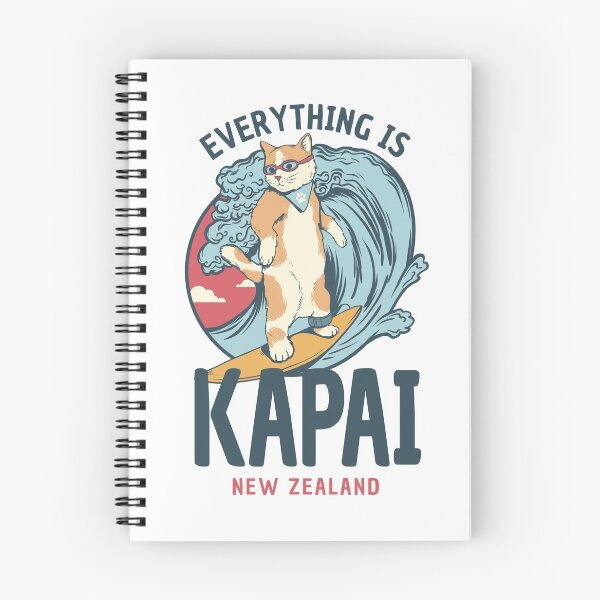Item preview, Everything is Kapai New Zealand Surf Cat Kiwiana Expat Gift designed and sold by TangoCharlieNZ.