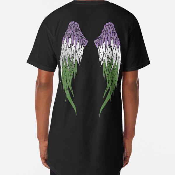 Genderqueer Flag - Angel Wings Long T-Shirt