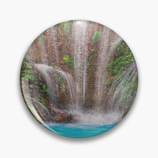 Item preview, Calming and Relaxing Turquoise Lake Waterfall Artwork designed and sold by Ilana Khoshsima.
