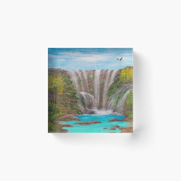 Item preview, Calming and Relaxing Turquoise Lake Waterfall Artwork designed and sold by Ilana Khoshsima.