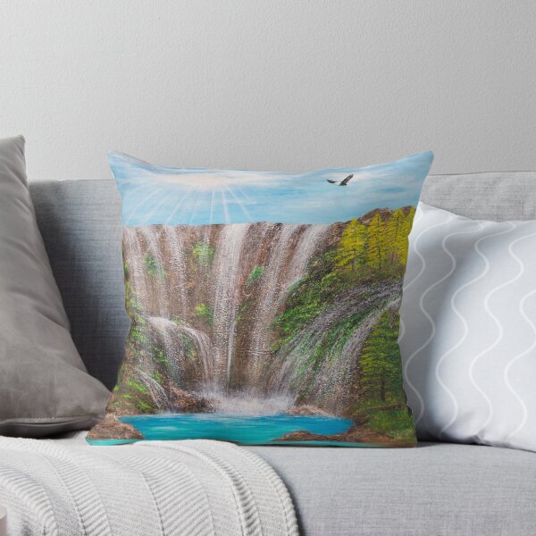 Item preview, Calming and Relaxing Turquoise Lake Waterfall Artwork designed and sold by Ilana Khoshsima.
