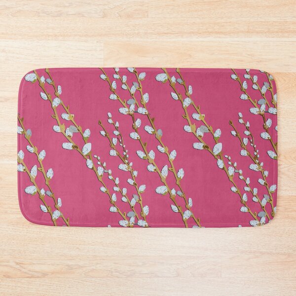 Item preview, Branches of Pussy Willows diagonal - Raspberry Background designed and sold by Eejee-SK.