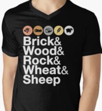 Helvetica Settlers of Catan: Brick, Wood, Rock, Wheat, Sheep | Board Game Geek Ampersand Design Men's V-Neck T-Shirt